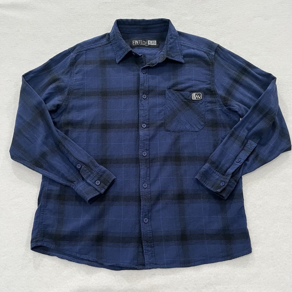 Fintech Long Sleeve Woodsman Midweight Flannel Shirt Blue Men's XLarge